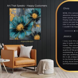 Luxe Teal Blooms Art