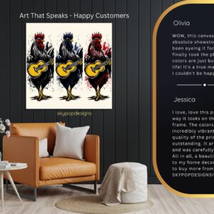 Guitar Playing Rooster Art