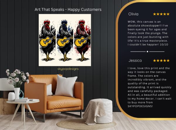 Guitar Playing Rooster Art