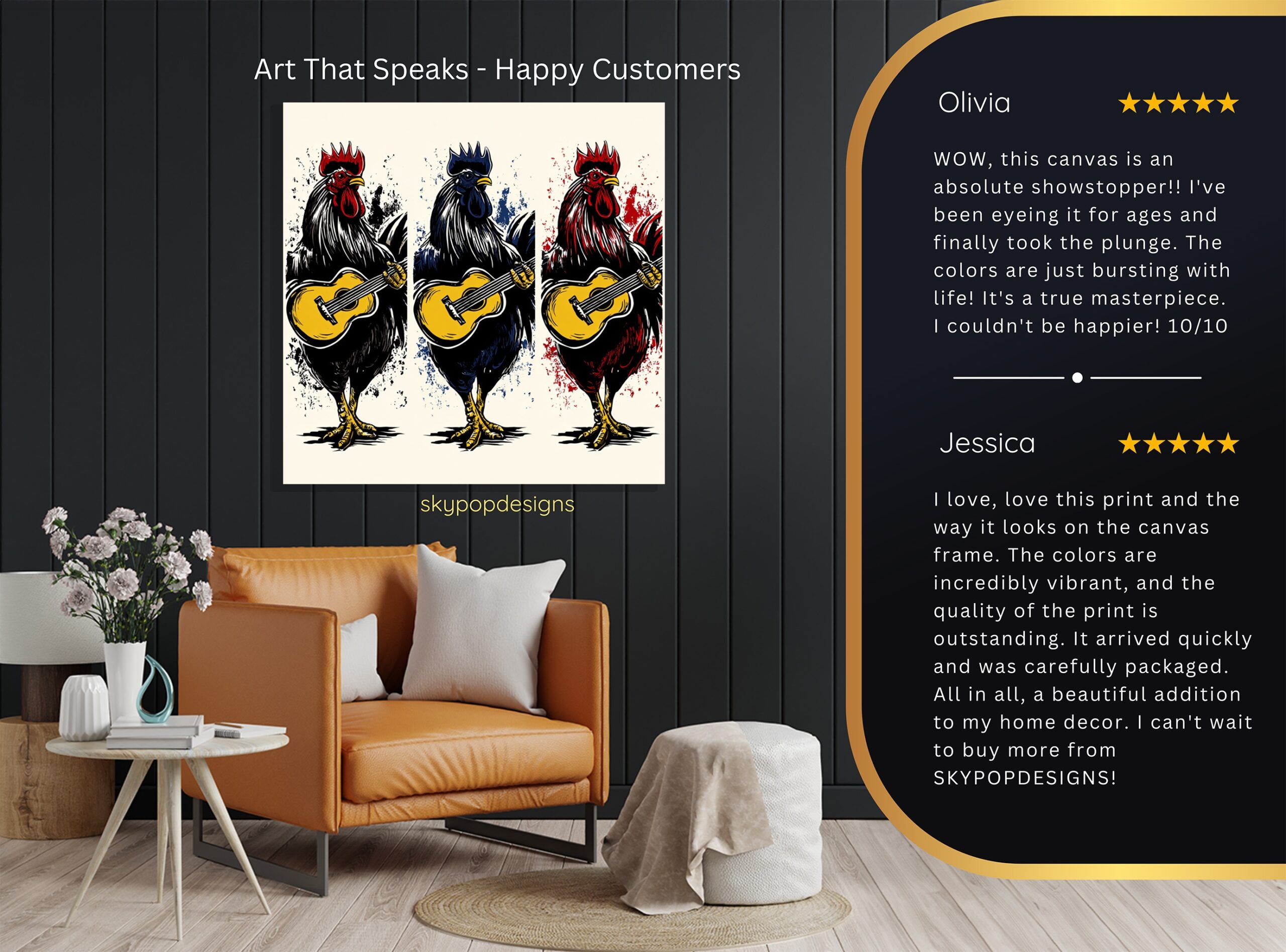 8.jpg Guitar Playing Rooster Art