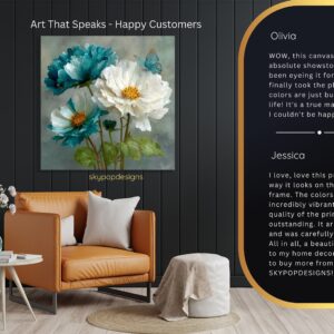 Teal Peony Butterfly Art