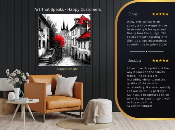 Red Roofed Prague Cityscape Art