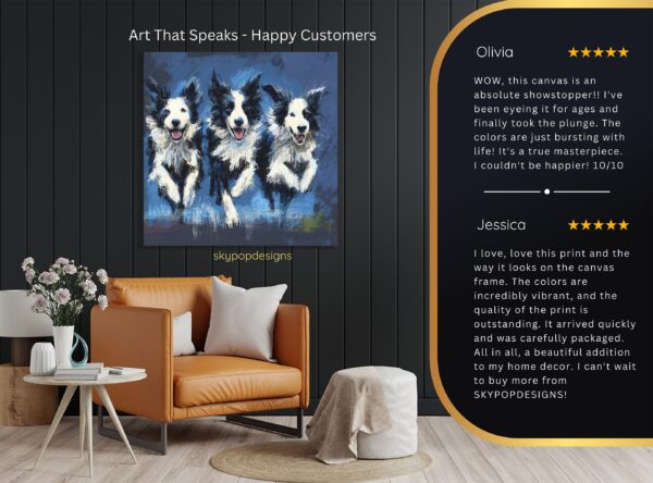Border Collie Trio Art
