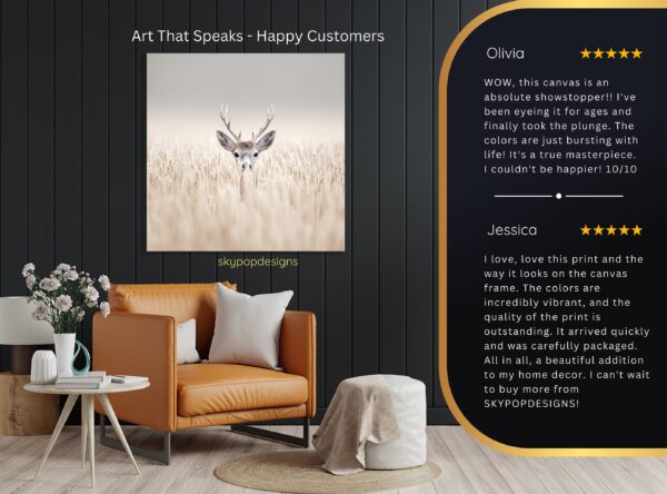 Deer in Wheat Field Art