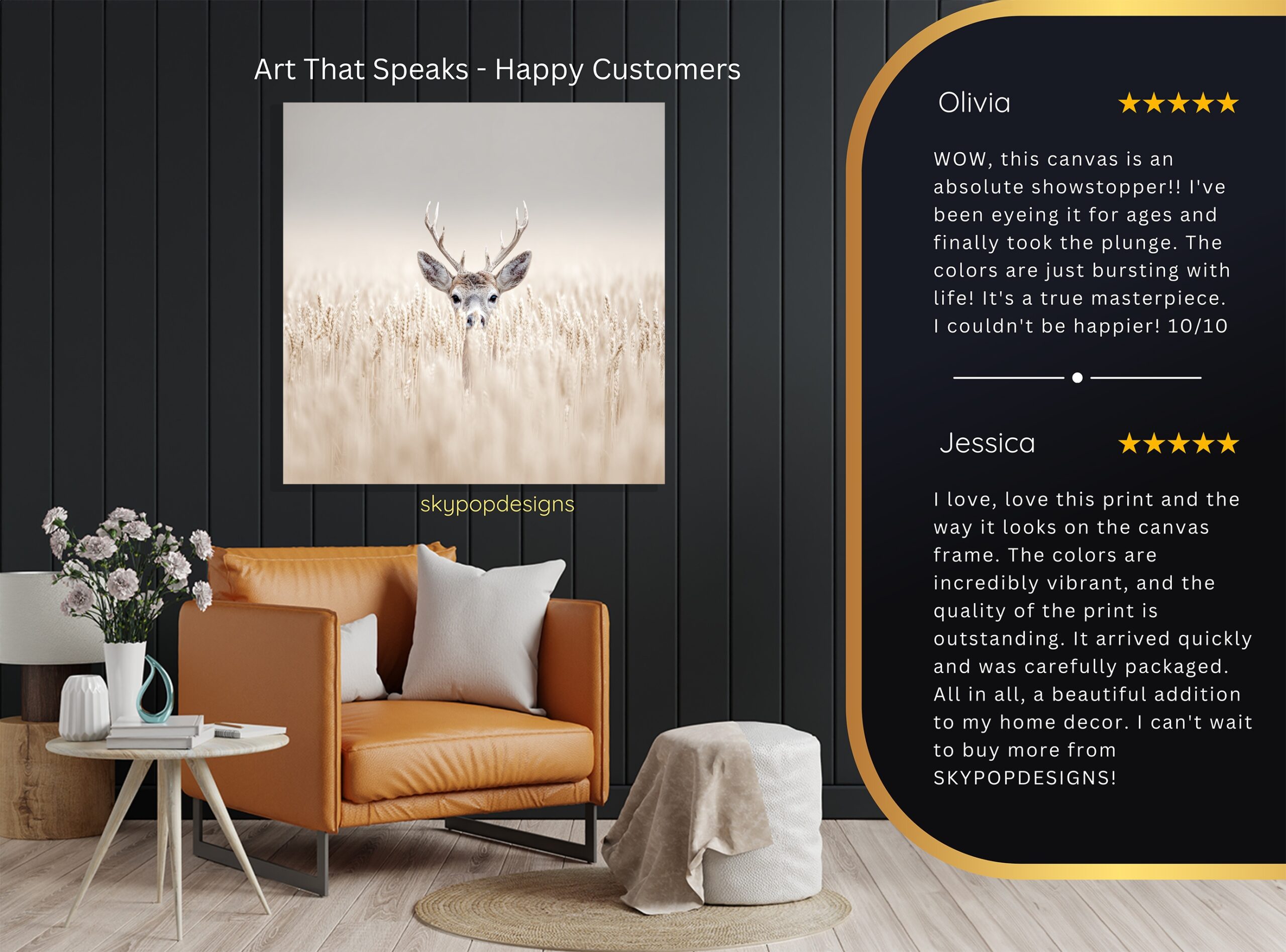 8.jpg Deer in Wheat Field Art