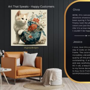 Cat and Flowers Art