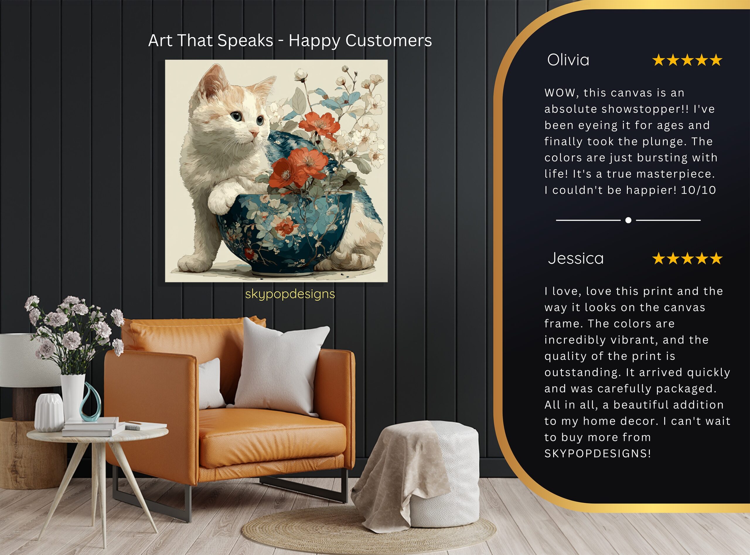 8.jpg Cat and Flowers Art
