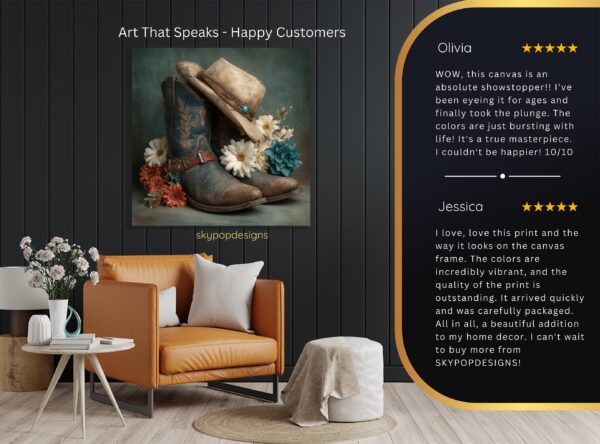 Cowboy Boots and Hat Art