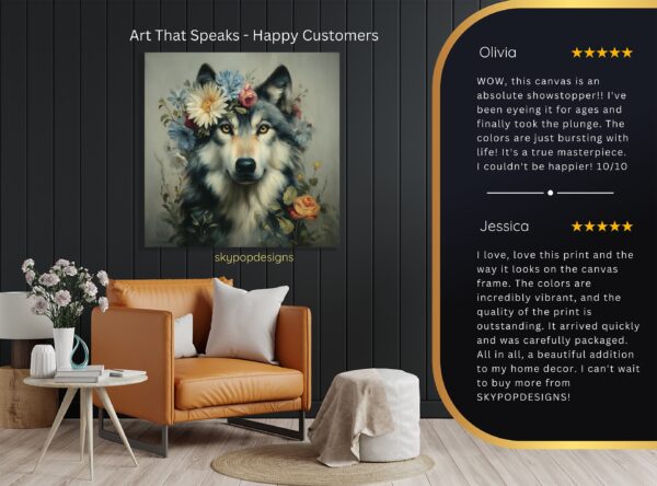 Wolf Floral Crown Art