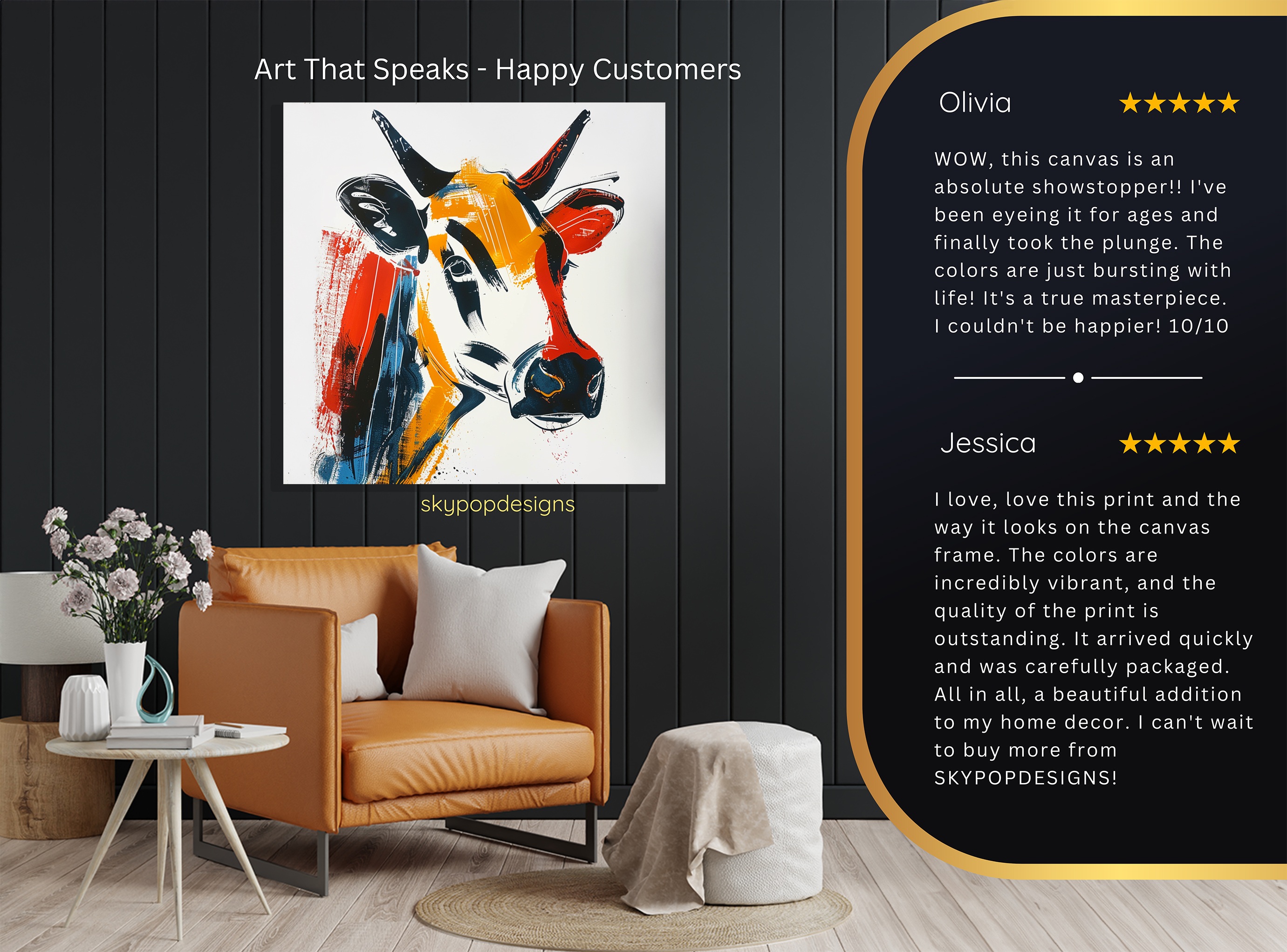 8.jpg Colorful Cow Art