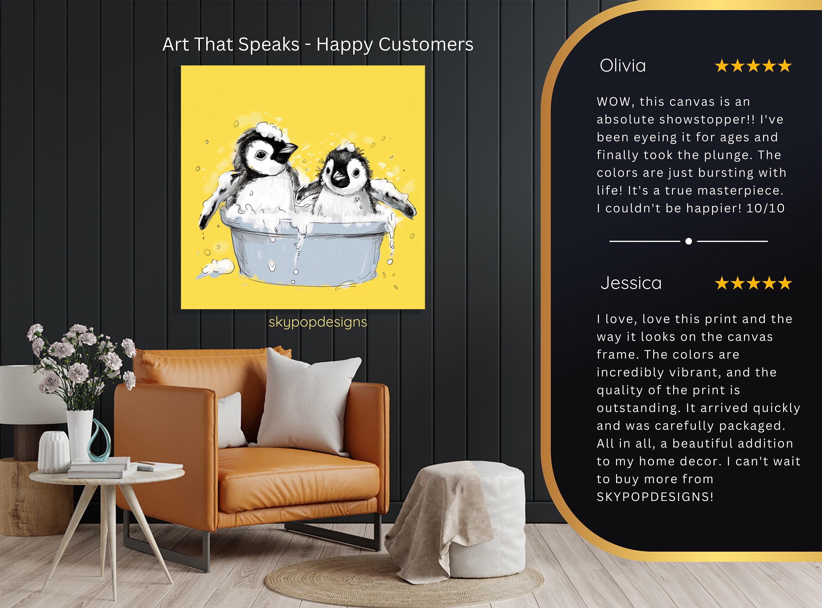 8.jpg Penguin Bath Time Art