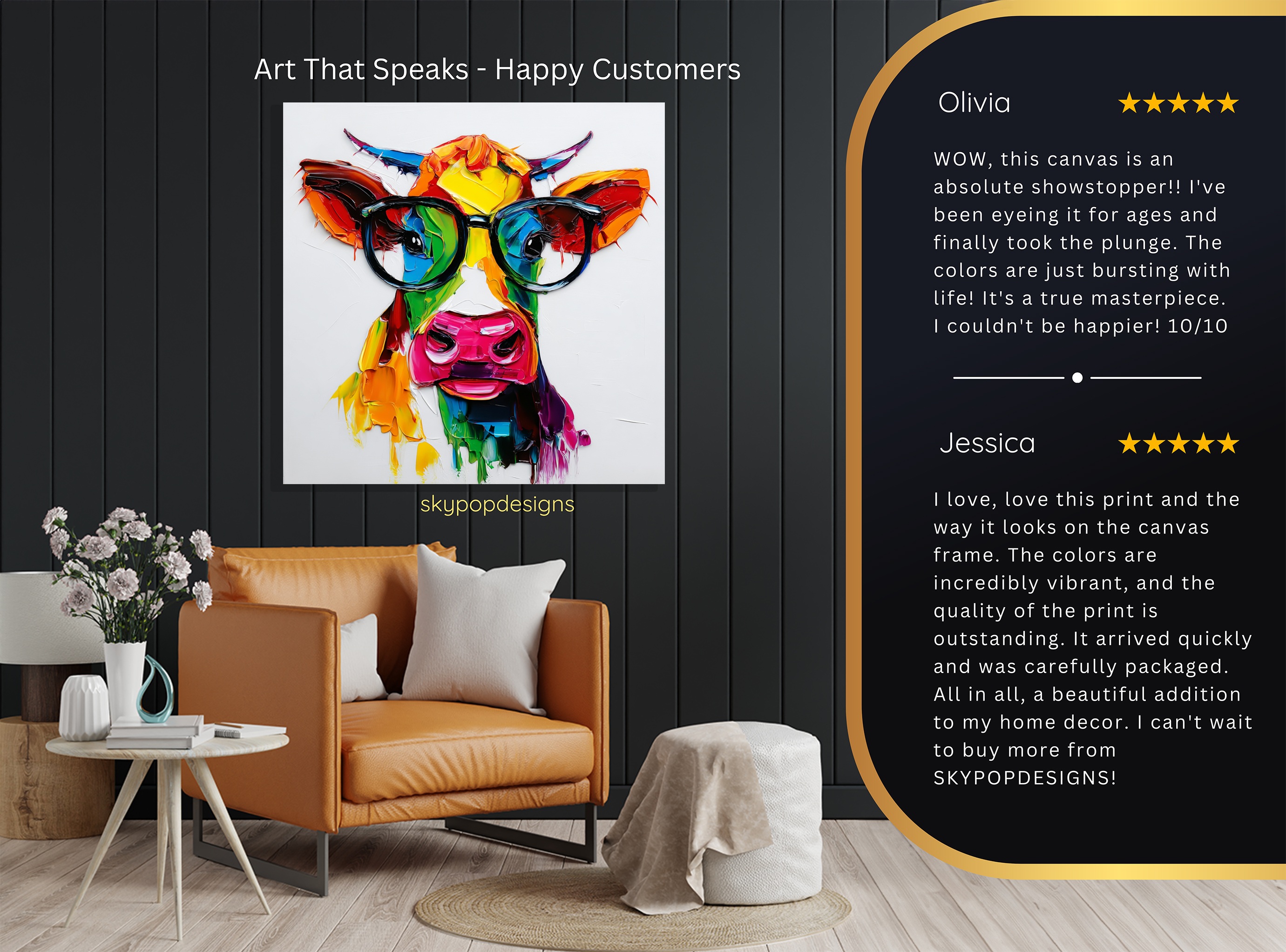 8.jpg Colorful Cow Art