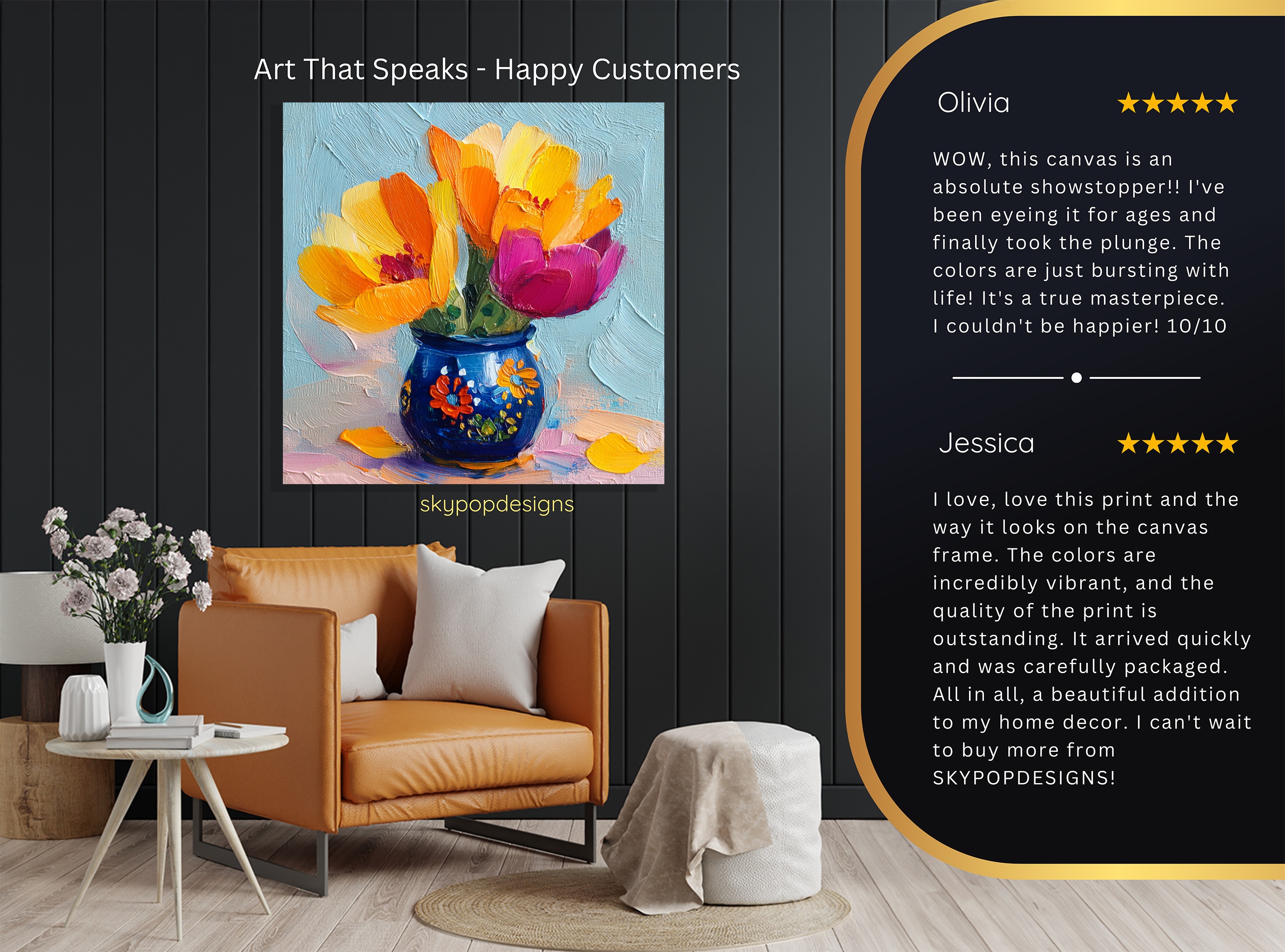 8.jpg Vibrant Tulips in Blue Vase Art