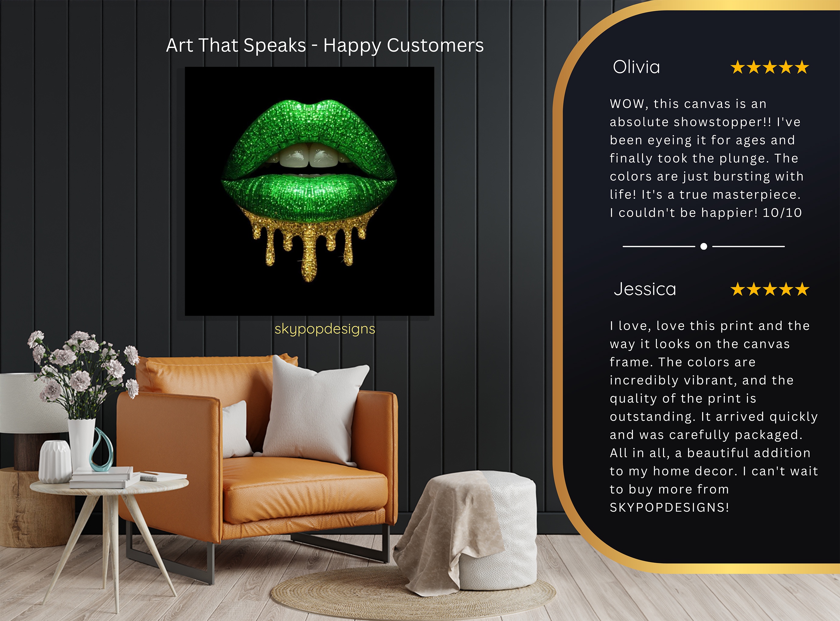 8.jpg Glittery Green Lips Art