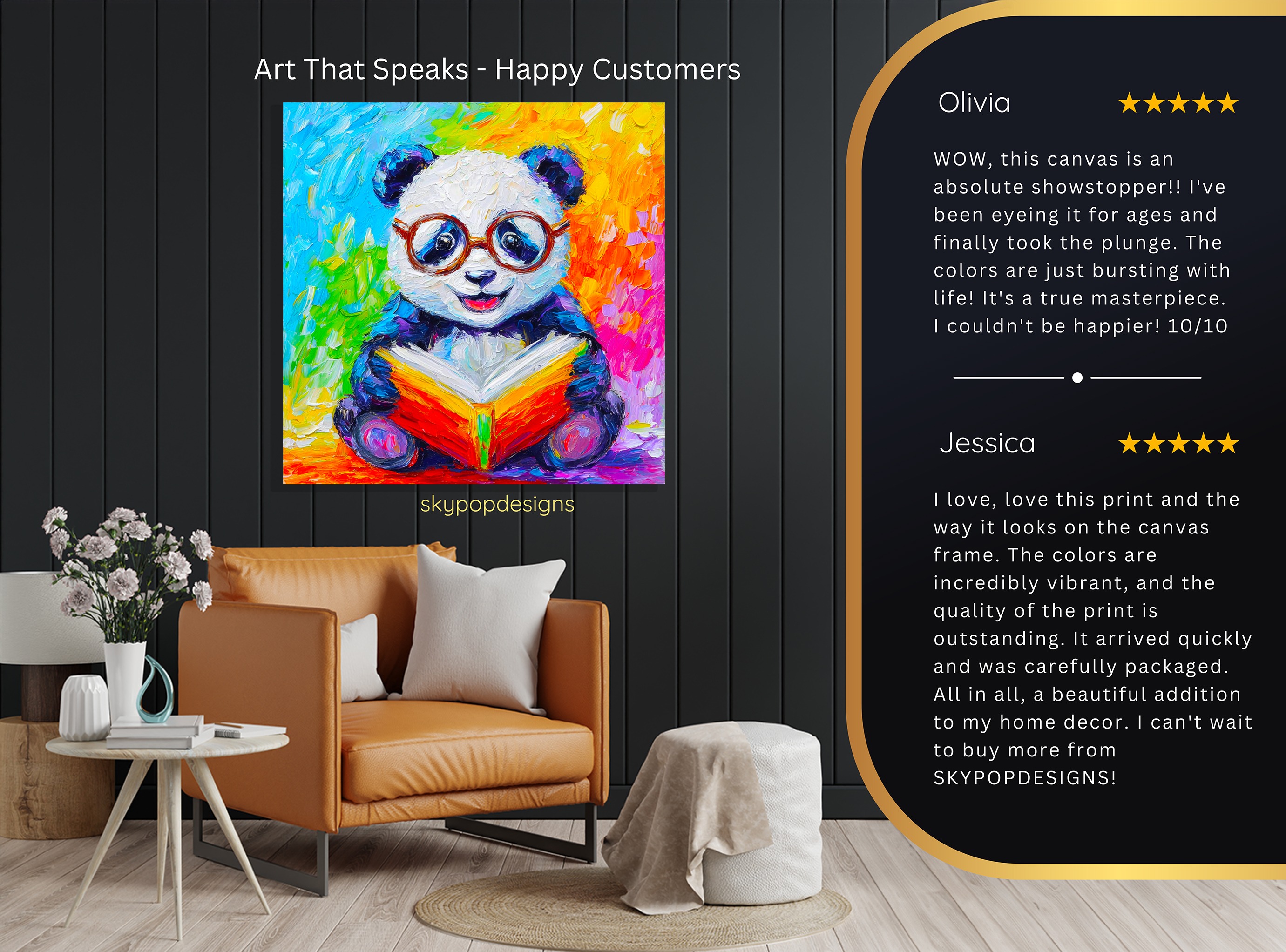 8.jpg Panda Reading Book Art