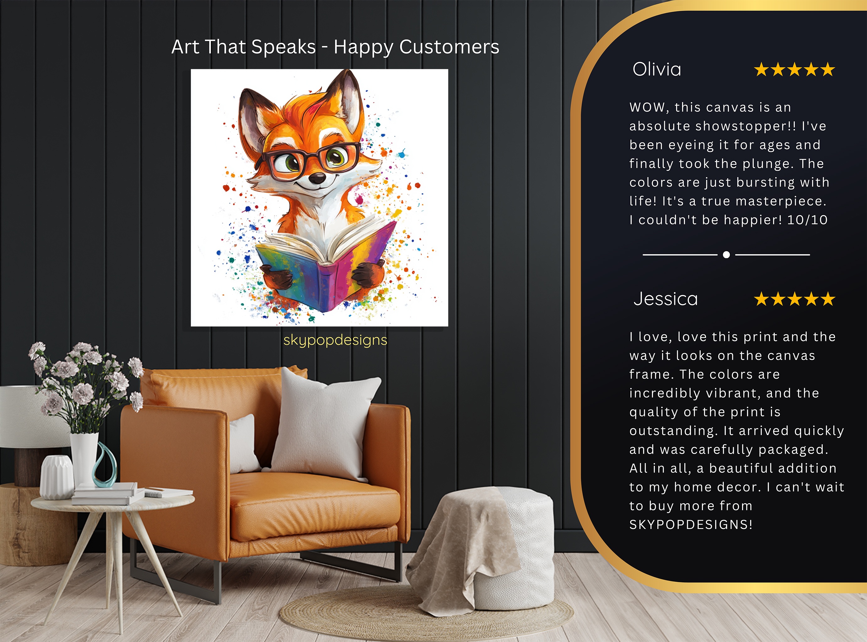 8.jpg Fox Reading Book Art