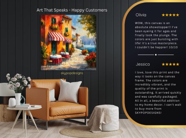 Italian Cafe Lakeside View Art