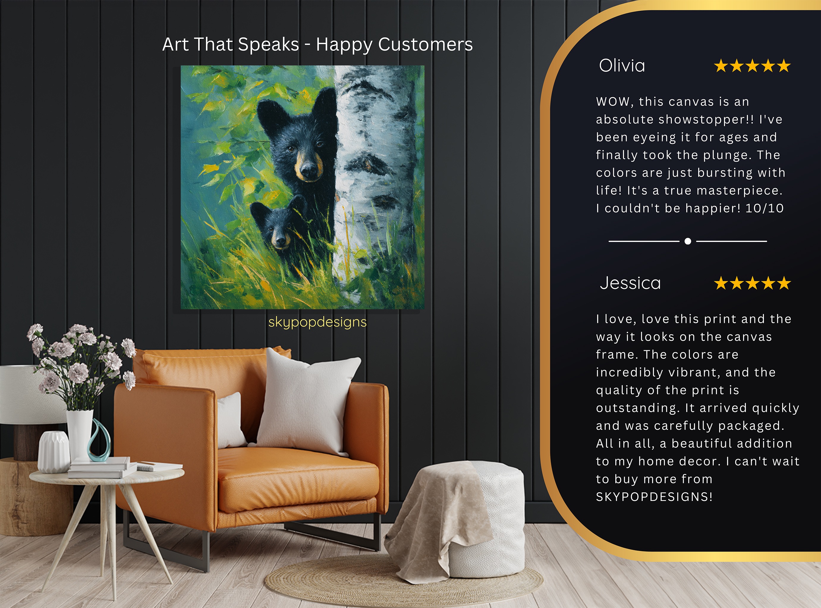 8.jpg Black Bear Family Art