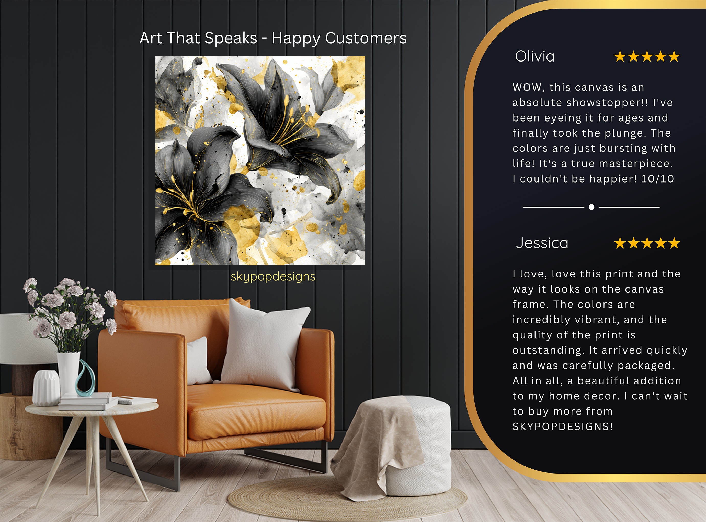 8.jpg Elegant Black and Gold Lily Art