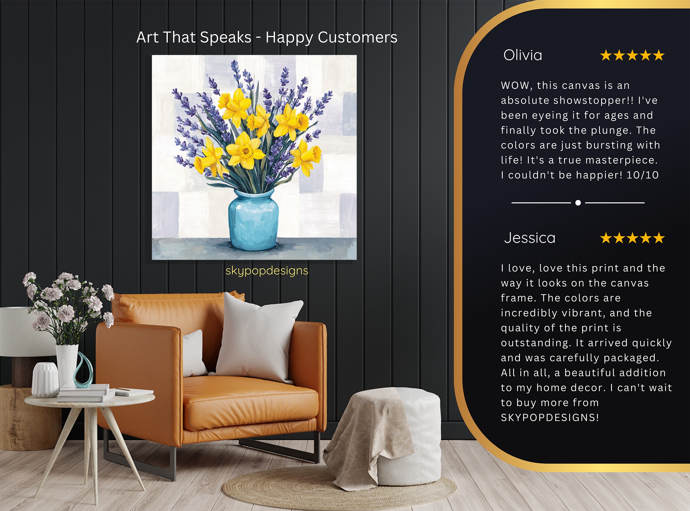 8.jpg Daffodil and Lavender Bouquet Art