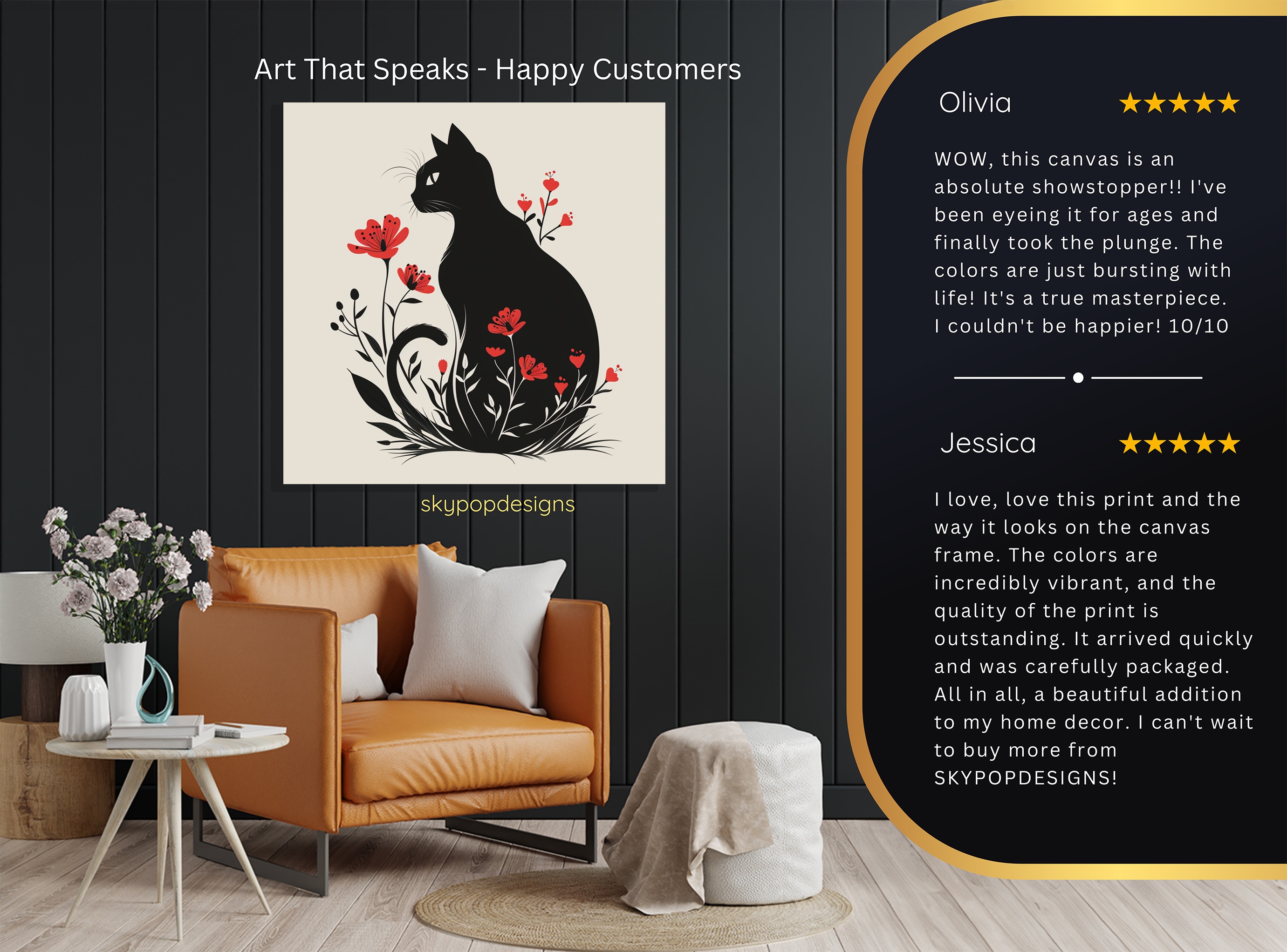 8.jpg Black Cat Flower Art