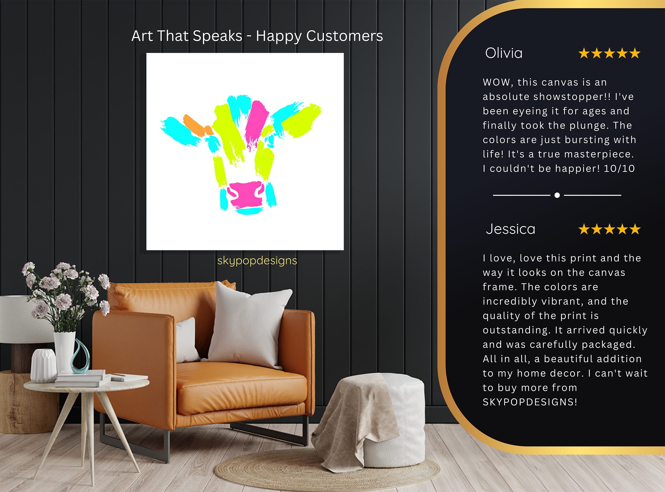 8.jpg Colorful Cow Art