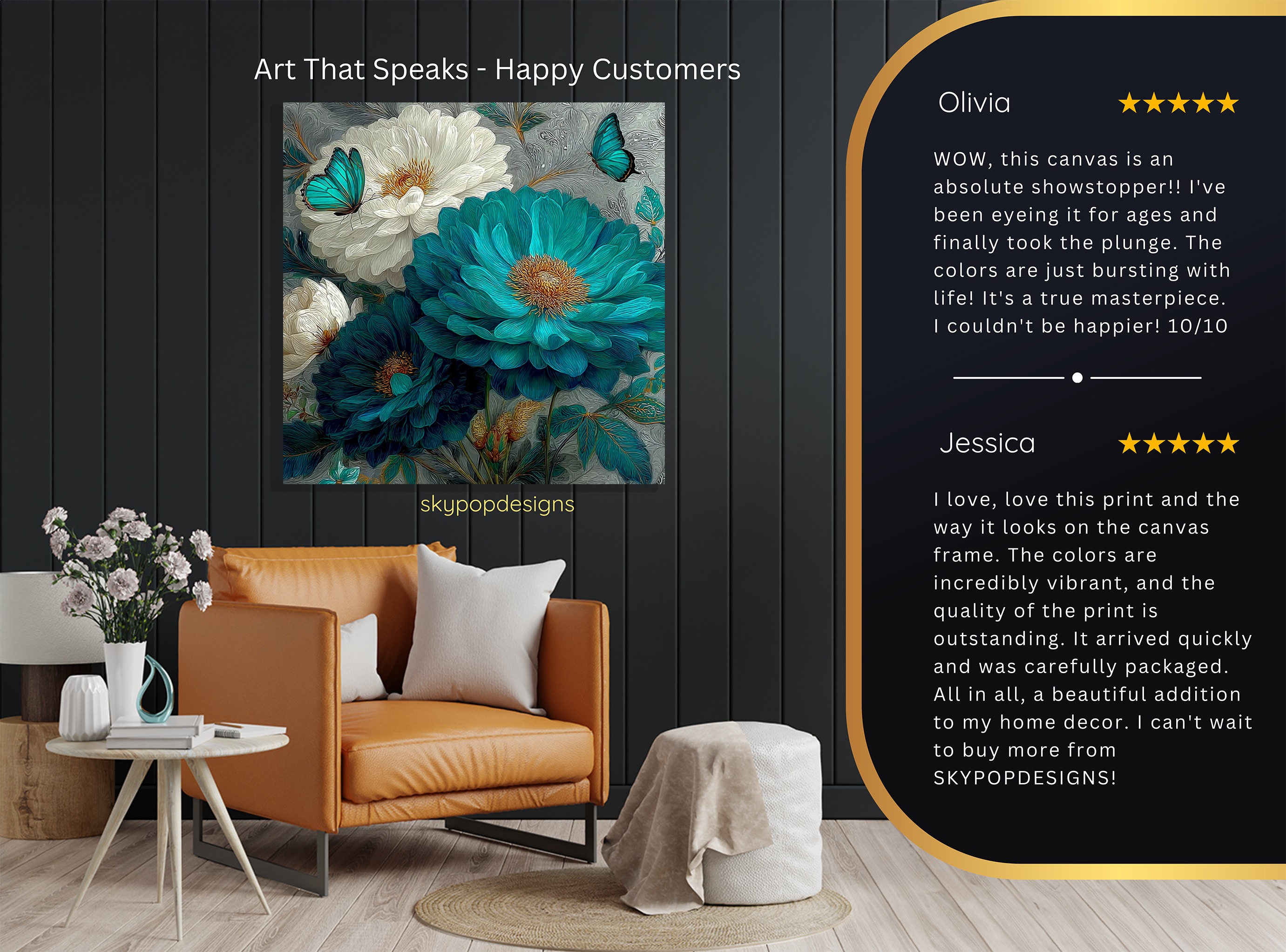 8.jpg Teal Peony Butterfly Art