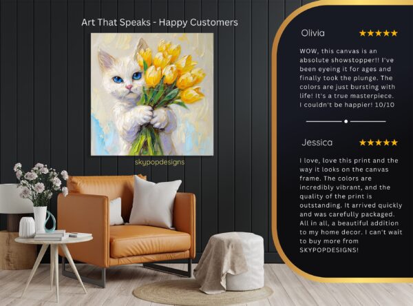 Cat with Tulips Art