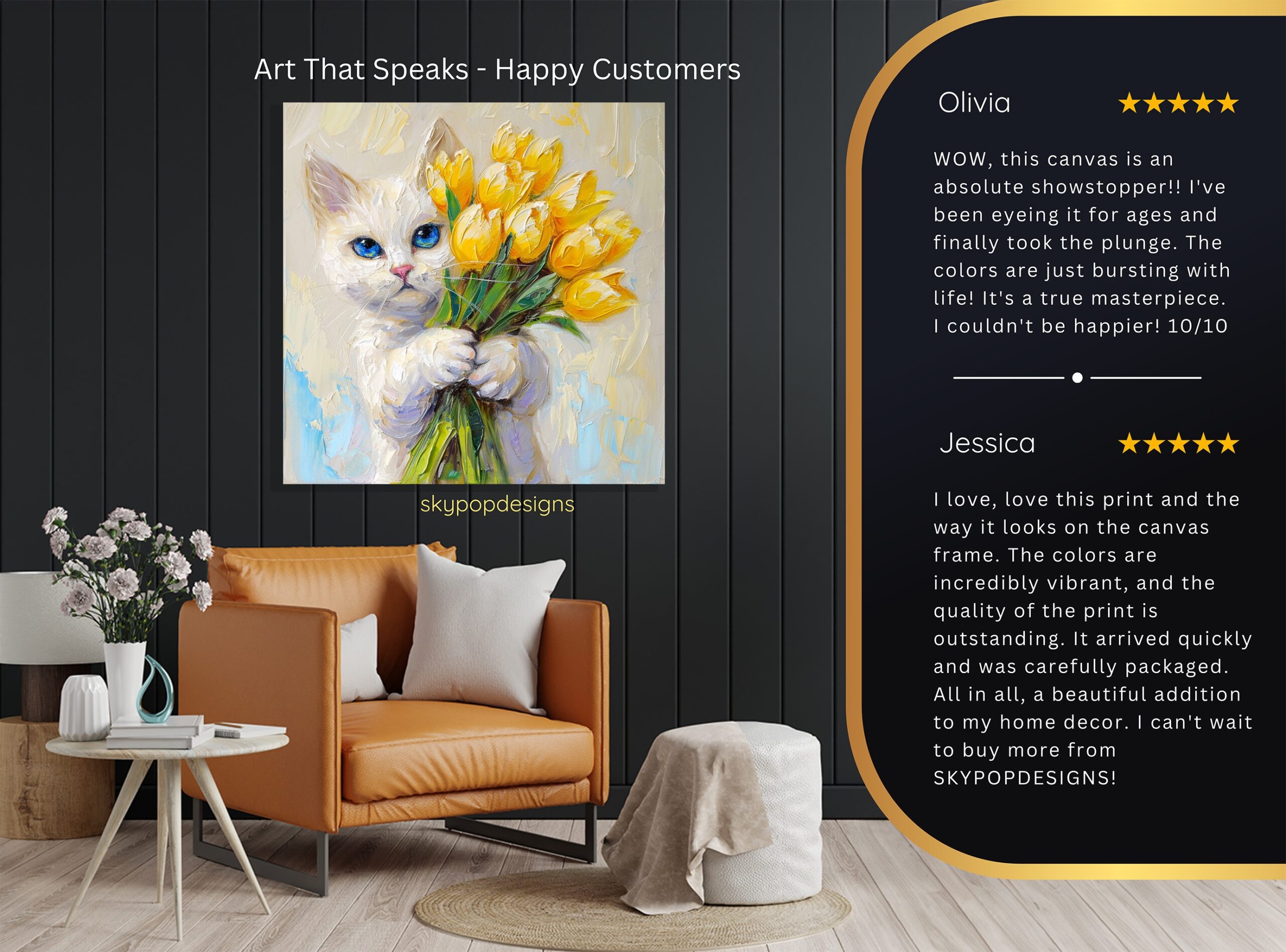 8.jpg Cat with Tulips Art