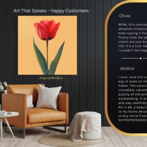 Red Tulip Bloom Art