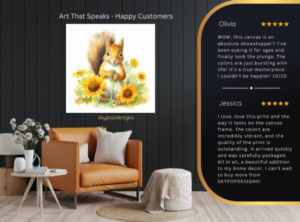 Squirrel Sunflower Art