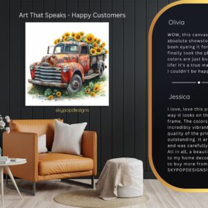Vintage Truck Sunflower Art