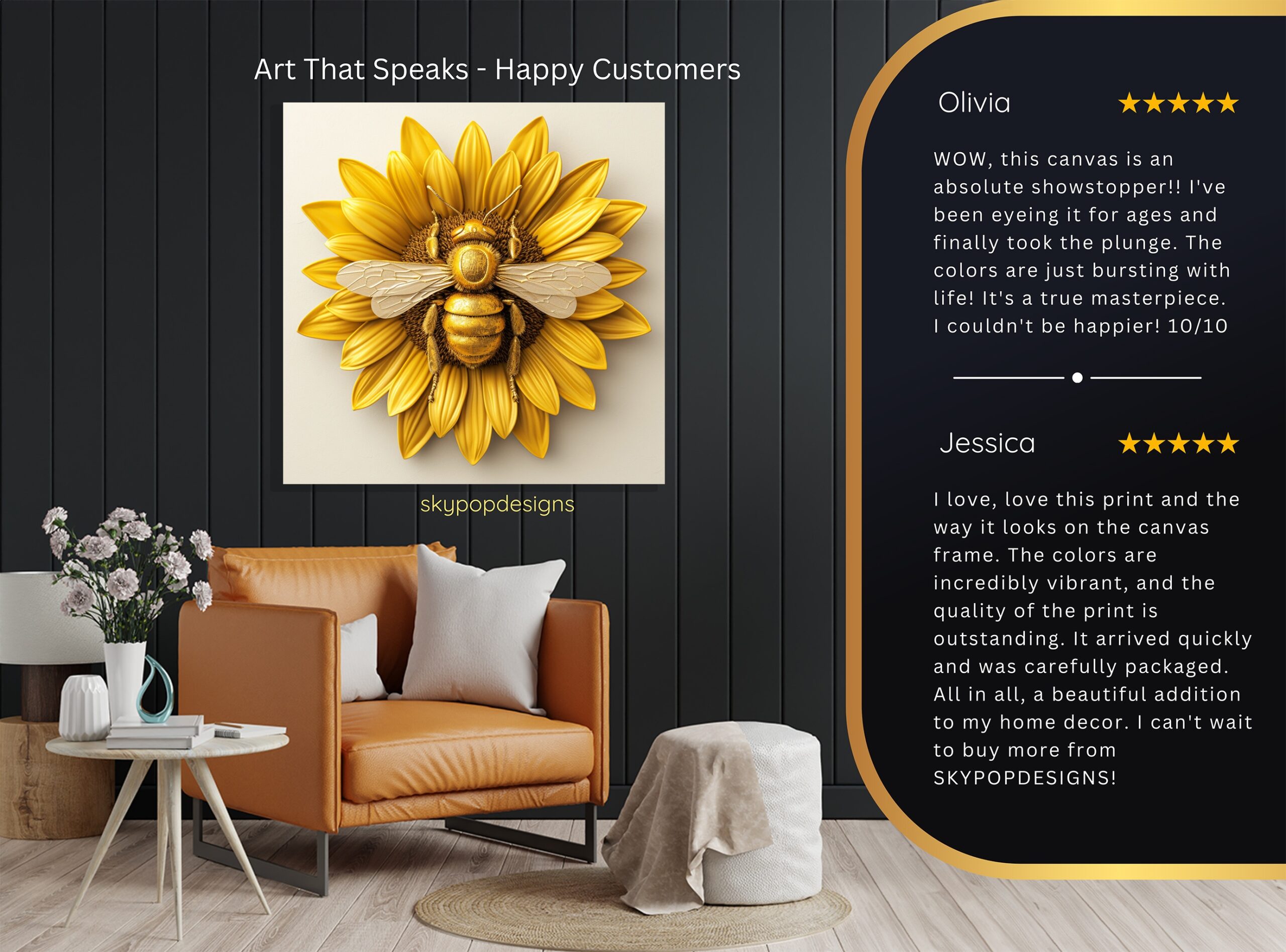 8.jpg Golden Bee Sunflower Art