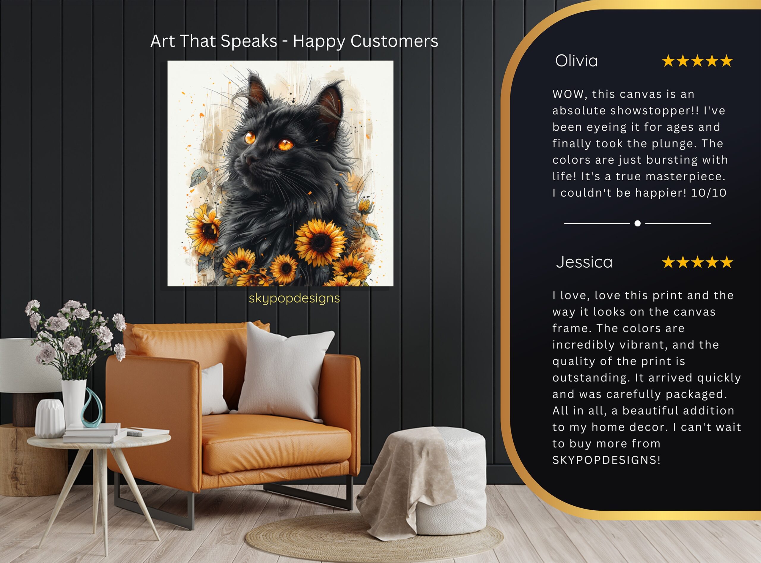 8.jpg Black Cat Sunflower Art