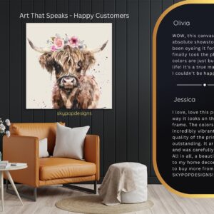 Highland Cow Floral Crown Art