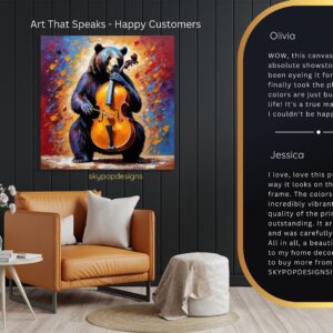 Bear Playing Cello Art