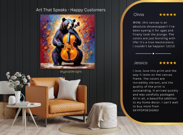 Bear Playing Cello Art