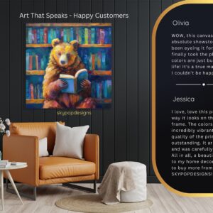 Bear Reading Books Art