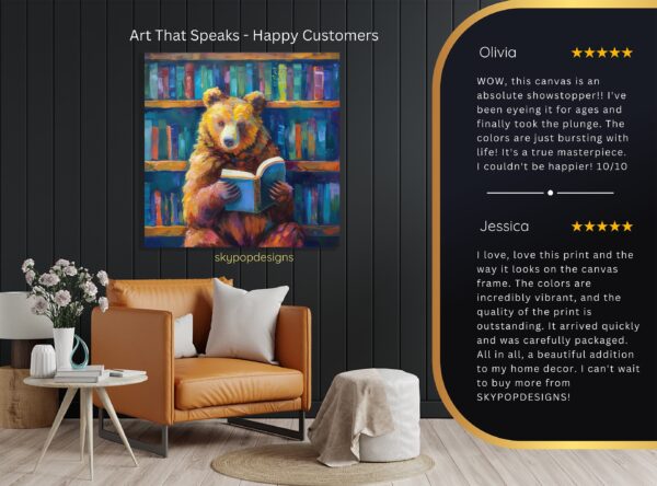 Bear Reading Books Art