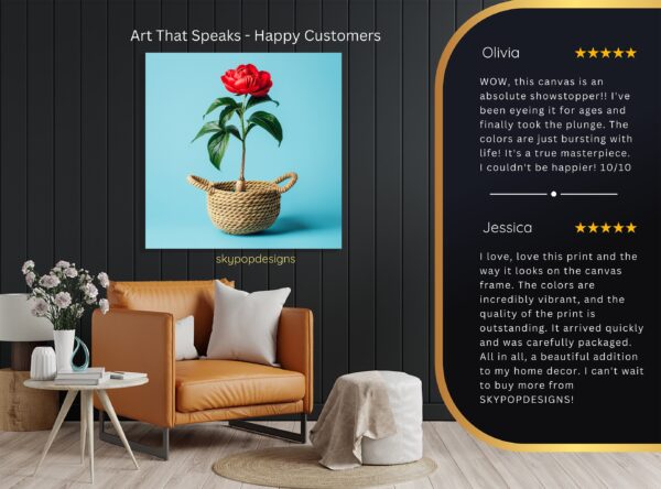 Red Peony Basket Art
