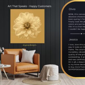 Golden Dahlia Bloom Art