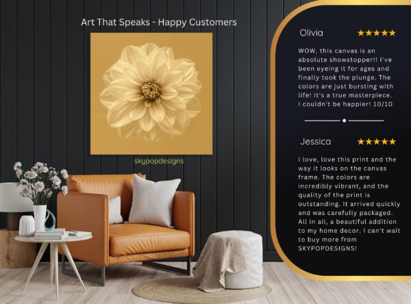 Golden Dahlia Bloom Art
