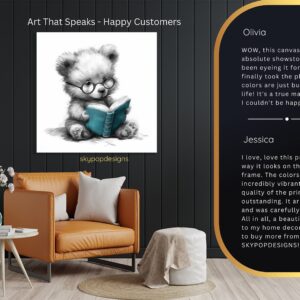 Teddy Bear Reading Book Art