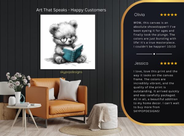 Teddy Bear Reading Book Art