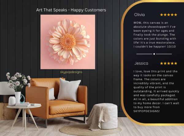 Peachy Dahlia Bloom Art