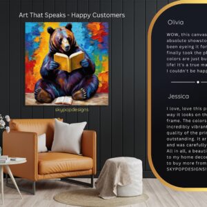 Bear Reading Book Art