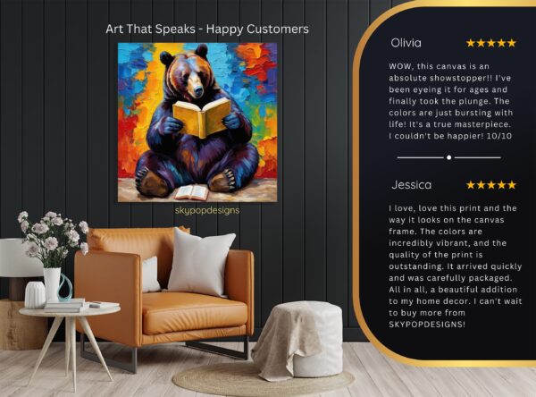 Bear Reading Book Art