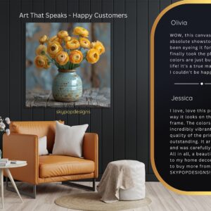 Yellow Ranunculus Flower Vase Art