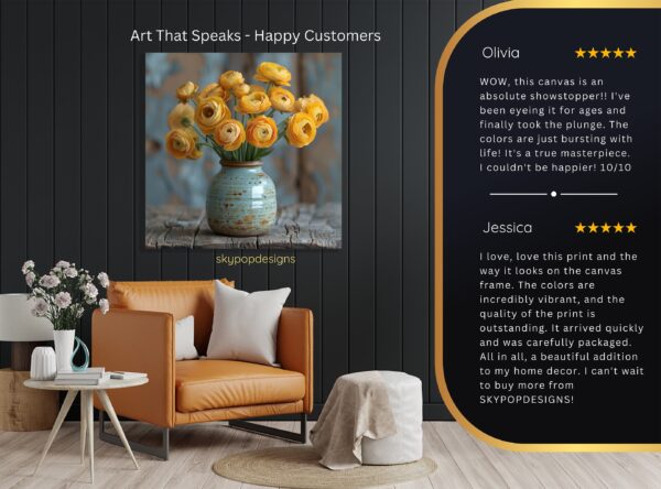 Yellow Ranunculus Flower Vase Art
