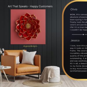 Red Dahlia Bloom Art
